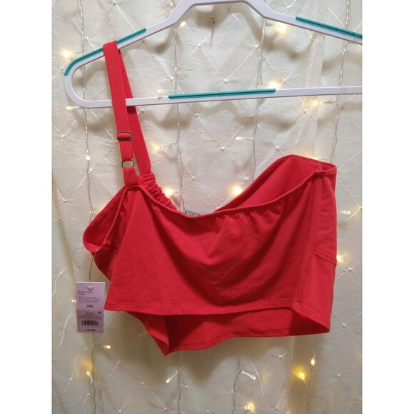 WILD FABLE WOMENS XXL RED TANKINI TOP BRALETTE CROPPED BACK STRAP STRETCH SOLID - Picture 4 of 11